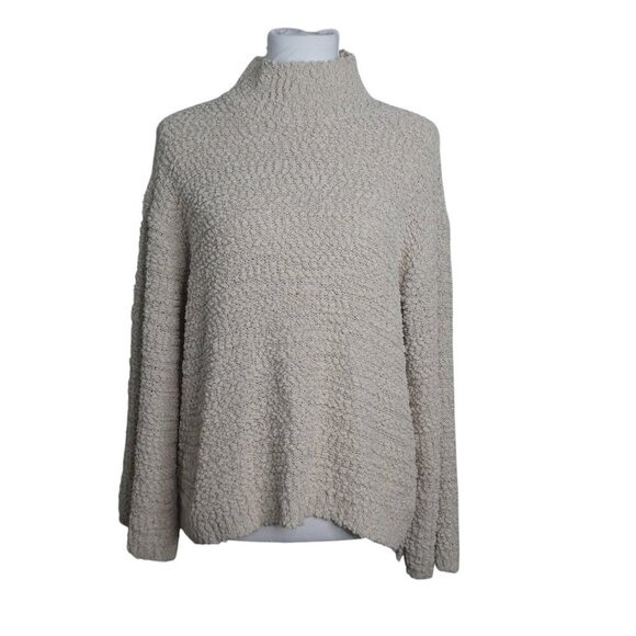 Debut Beige Mock Neck Pullover Popcorn Sweater Womens Large - Picture 1 of 7